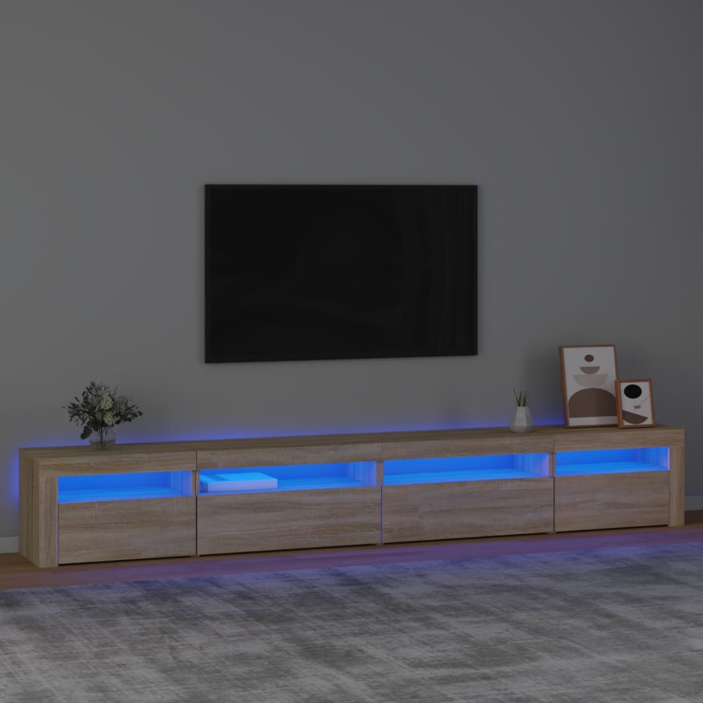 vidaXL Szafka pod TV z owietleniem LED, db sonoma, 270x35x40 cm