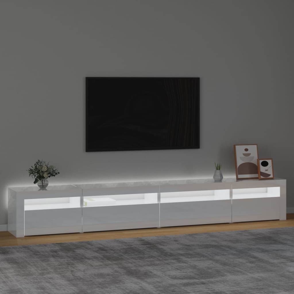 vidaXL Tv-meubel met LED-verlichting 270x35x40 cm hoogglans wit