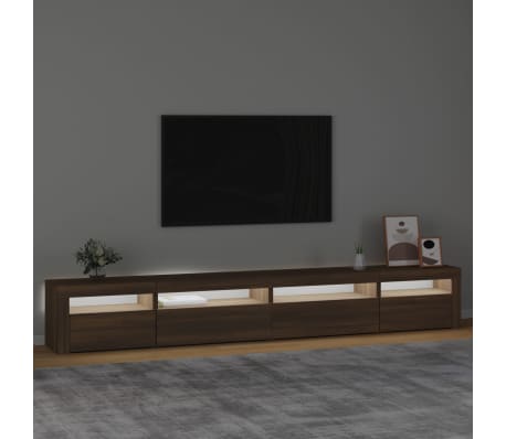 vidaXL Mobile Porta TV con Luci LED Rovere Marrone 270x35x40 cm