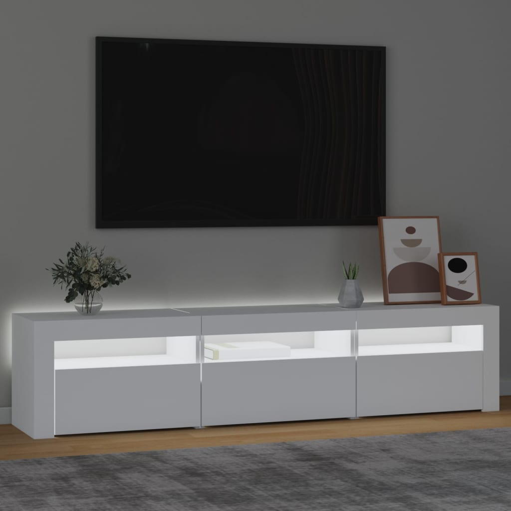 vidaXL Móvel de TV com luzes LED 180x35x40 cm branco