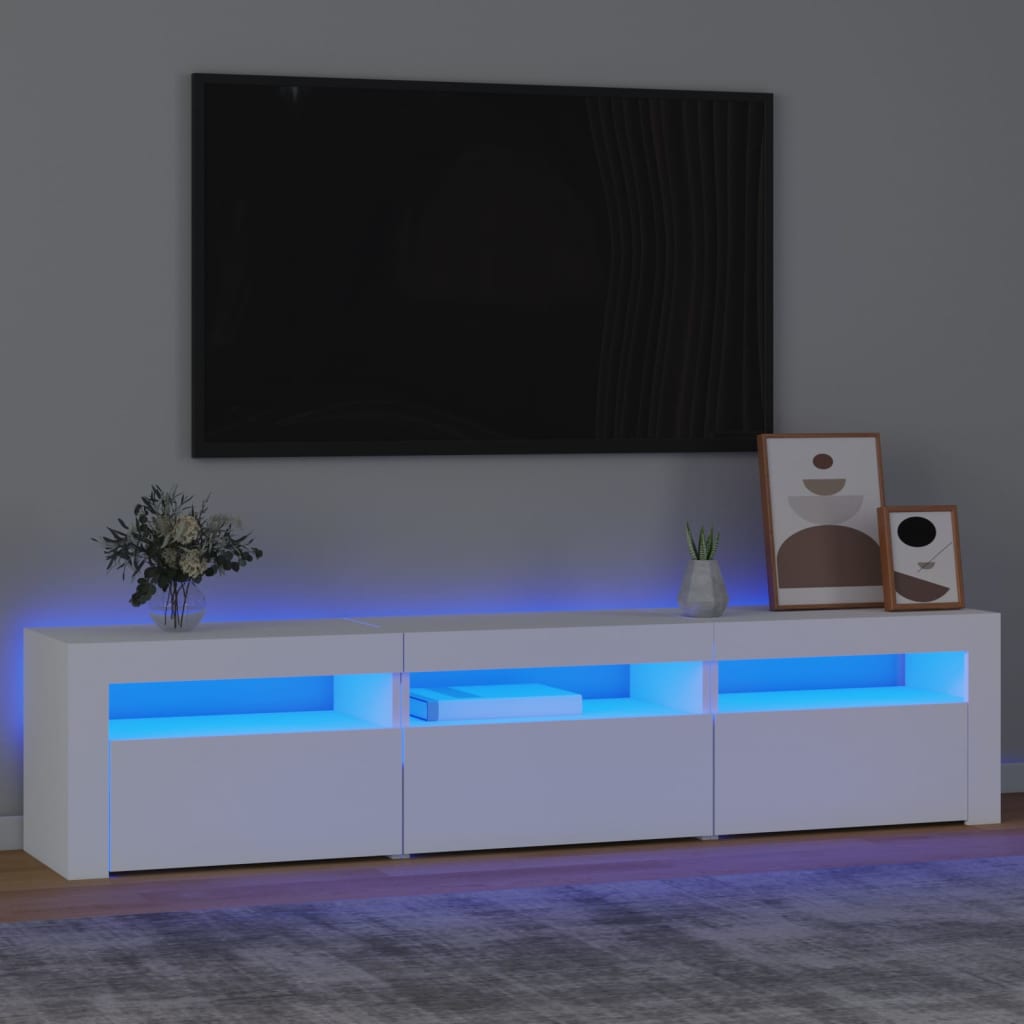 vidaXL Szafka pod TV z owietleniem LED, biaa, 180x35x40 cm