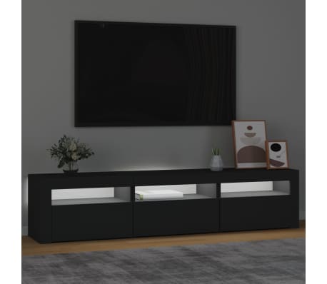vidaXL fekete TV-szekr&eacute;ny LED-vil&aacute;g&iacute;t&aacute;ssal 180x35x40 cm
