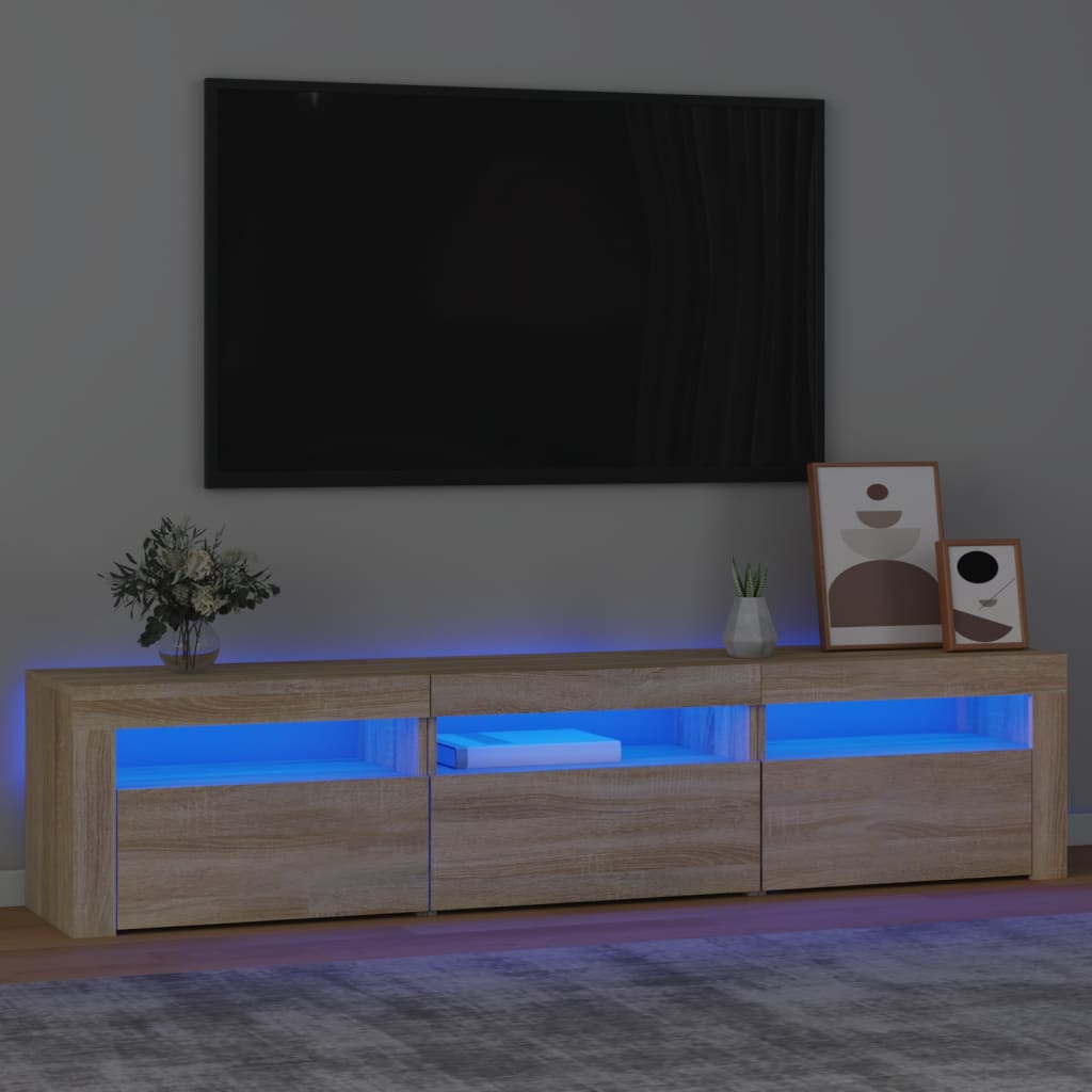 vidaXL Móvel de TV com luzes LED 180x35x40 cm carvalho sonoma