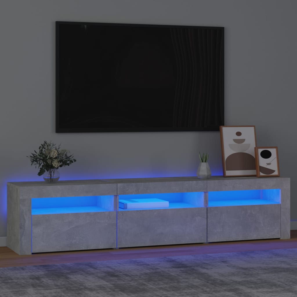 vidaXL Szafka pod TV z owietleniem LED, szaro betonu, 180x35x40 cm