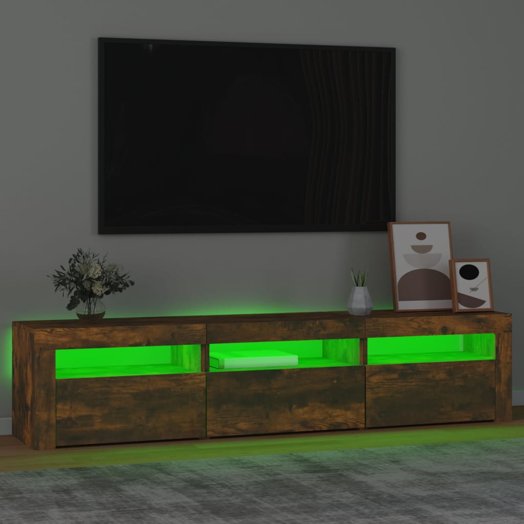 Meuble TV avec lumières LED Chêne fumé | meublestv.fr 5