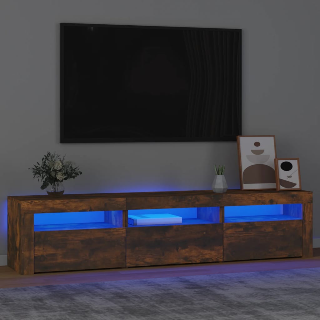 vidaXL Szafka pod TV z owietleniem LED, przydymiony db, 180x35x40 cm
