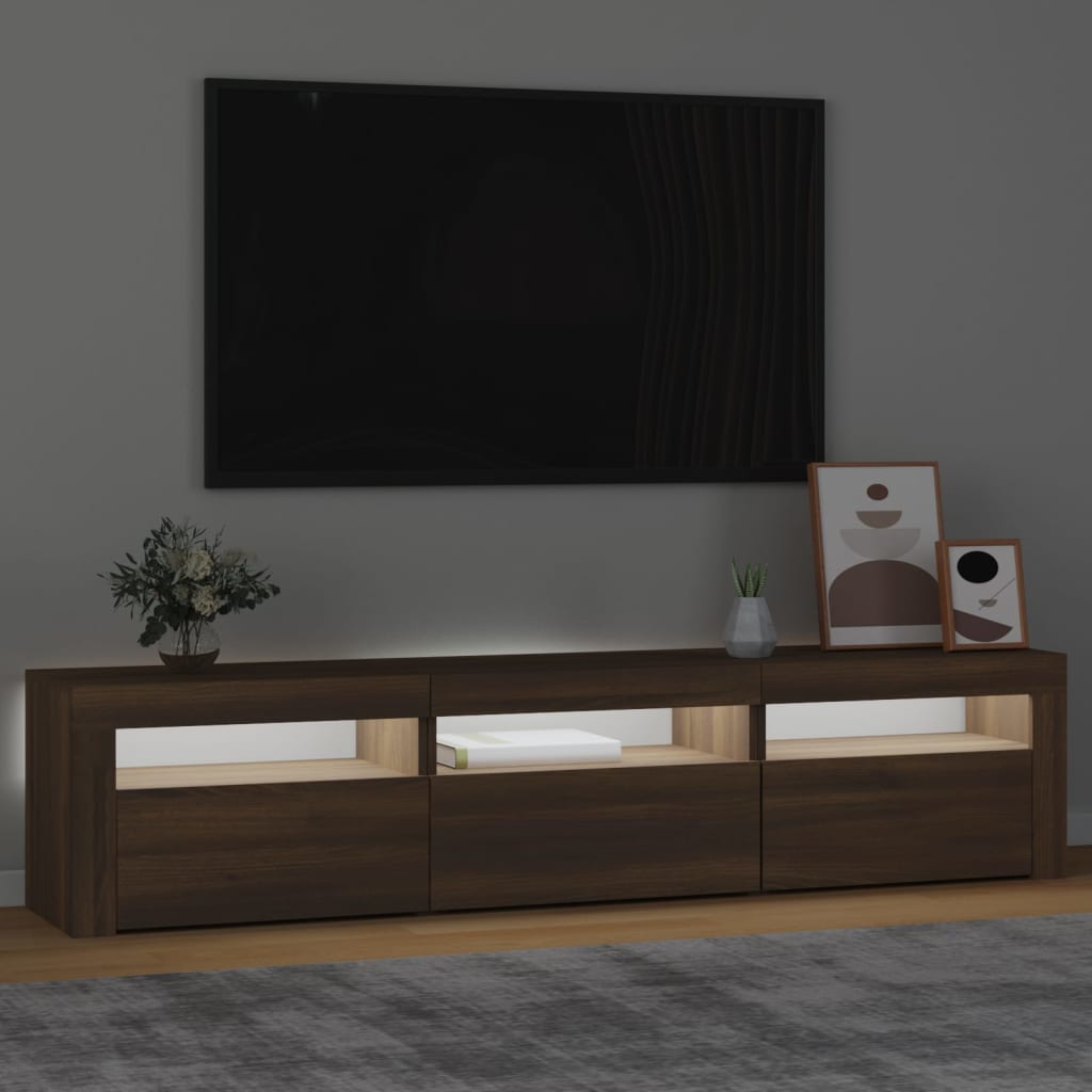 vidaXL Tv-meubel met LED-verlichting 180x35x40 cm bruin eikenkleur afbeelding