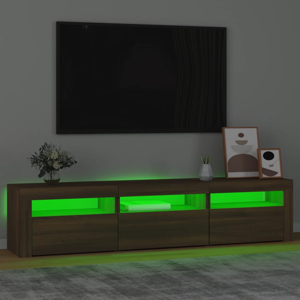Meuble TV avec lumières LED Chêne marron | meublestv.fr 5