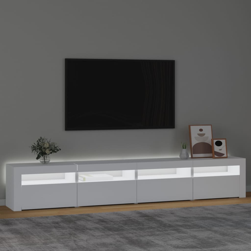 Meuble TV avec lumières LED Blanc 240x35x40 cm | meublestv.fr 4