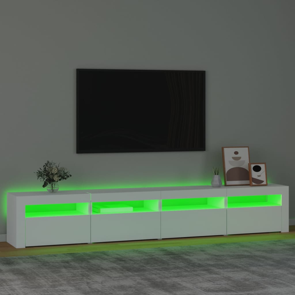 Meuble TV avec lumières LED Blanc 240x35x40 cm | meublestv.fr 5