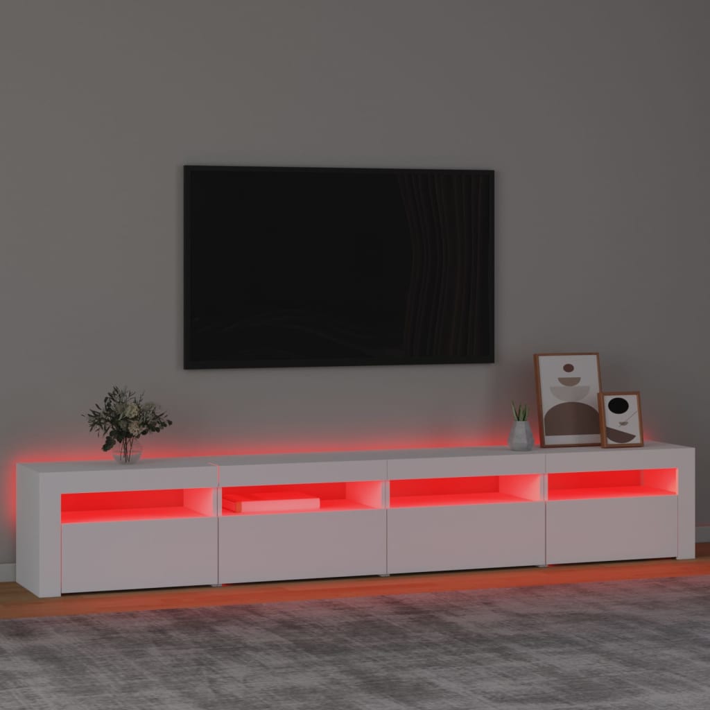 Meuble TV avec lumières LED Blanc 240x35x40 cm | meublestv.fr 6
