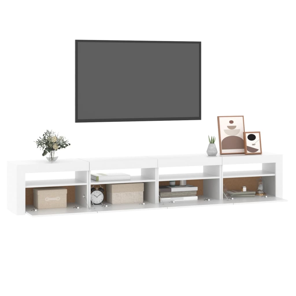 Meuble TV avec lumières LED Blanc 240x35x40 cm | meublestv.fr 7