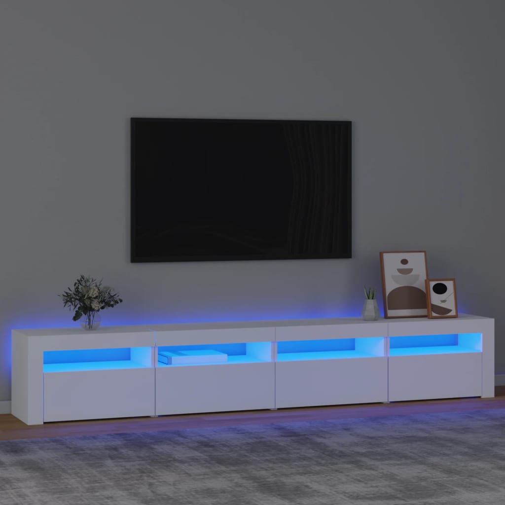 vidaXL TV-taso LED-valoilla valkoinen 240x35x40 cm