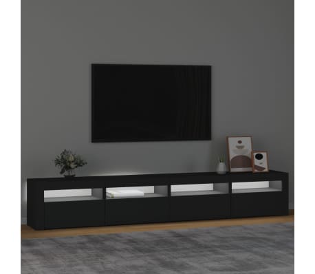 vidaXL TV-Schrank mit LED-Leuchten Schwarz 240x35x40 cm