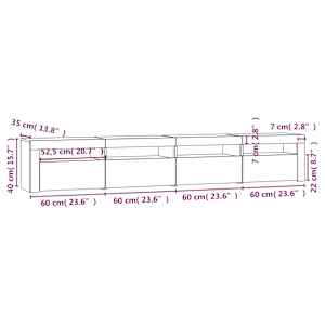 TV skříňka s LED osvětlením černá 240x35x40 cm - obrázek 12