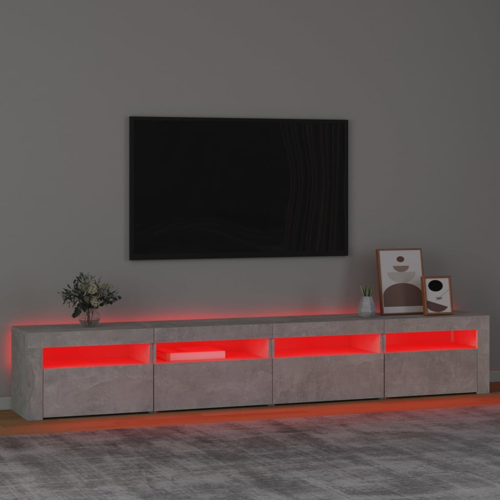 Meuble TV avec lumières LED Gris béton | meublestv.fr 6