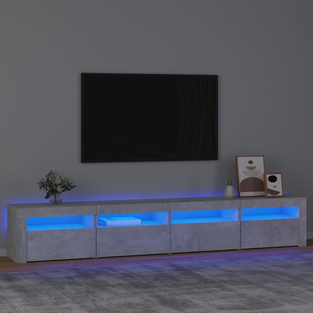 TV omarica z LED lučkami betonsko siva 240x35x40 cm