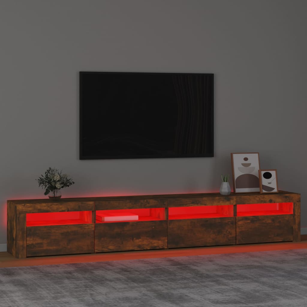 TV skříňka s LED osvětlením kouřový dub 240x35x40 cm