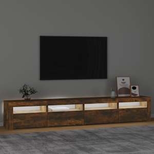 TV skříňka s LED osvětlením kouřový dub 240x35x40 cm - obrázek 3