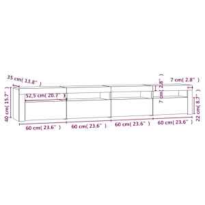 TV skříňka s LED osvětlením kouřový dub 240x35x40 cm - obrázek 12
