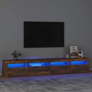 TV skříňka s LED osvětlením kouřový dub 240x35x40 cm - obrázek 1