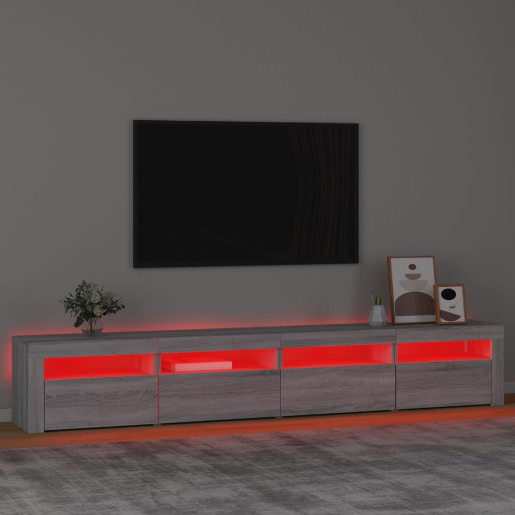 Meuble TV avec lumières LED Sonoma gris | meublestv.fr 6