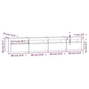 TV skříňka s LED osvětlením šedá sonoma 240x35x40 cm - obrázek 12