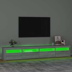 TV skříňka s LED osvětlením šedá sonoma 240x35x40 cm - obrázek 4