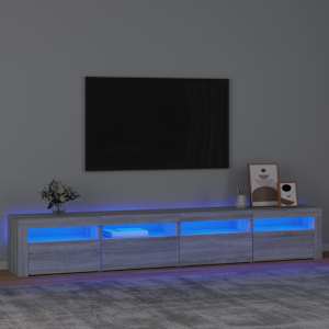 TV skříňka s LED osvětlením šedá sonoma 240x35x40 cm - obrázek 1