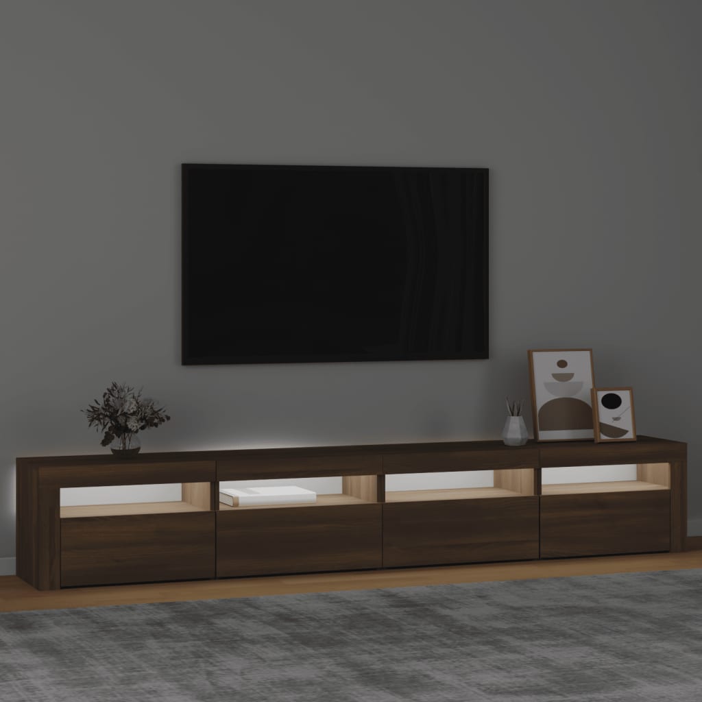 Meuble TV avec lumières LED Chêne marron | meublestv.fr 4