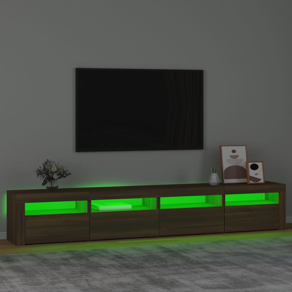 TV skříňka s LED osvětlením hnědý dub 240x35x40 cm