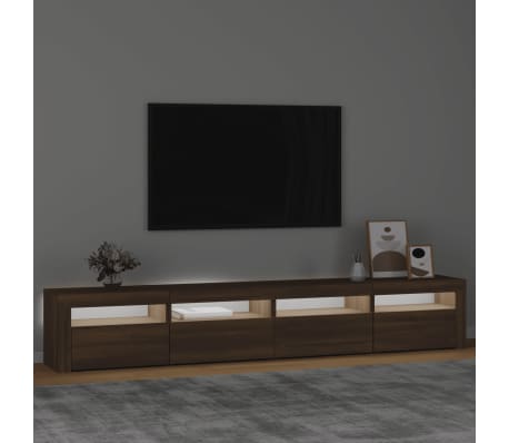 vidaXL Mobile Porta TV con Luci LED Rovere Marrone 240x35x40 cm