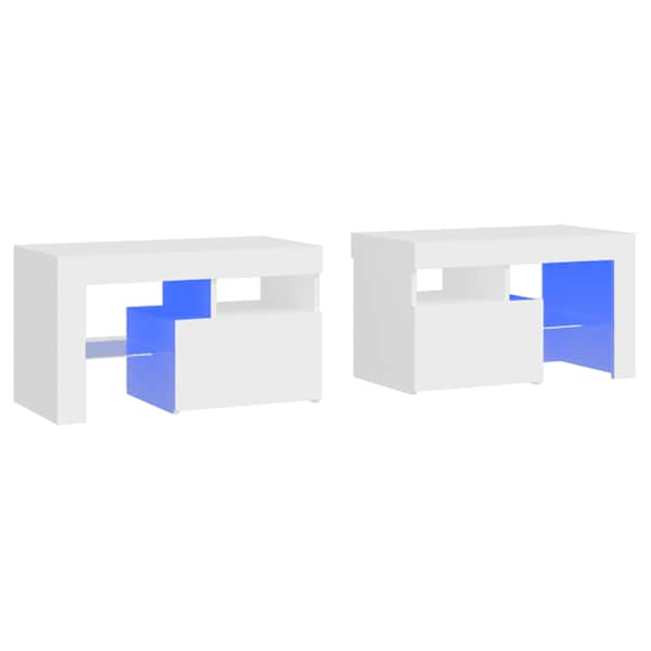 vidaXL &ouml;&ouml;kapid LED-tuledega, 2 tk, valge, 70x36,5x40 cm