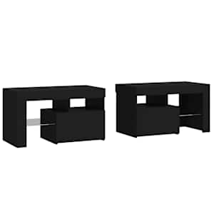 vidaXL Nachttische 2 Stk. mit LED-Leuchten Schwarz 70x36,5x40 cm