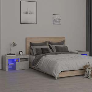 Noční stolky 2 ks s LED osvětlením betonově šedé 70x36,5x40 cm - obrázek 1