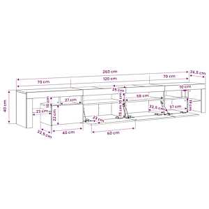 TV skříňka s LED osvětlením bílá 260x36,5x40 cm - obrázek 15