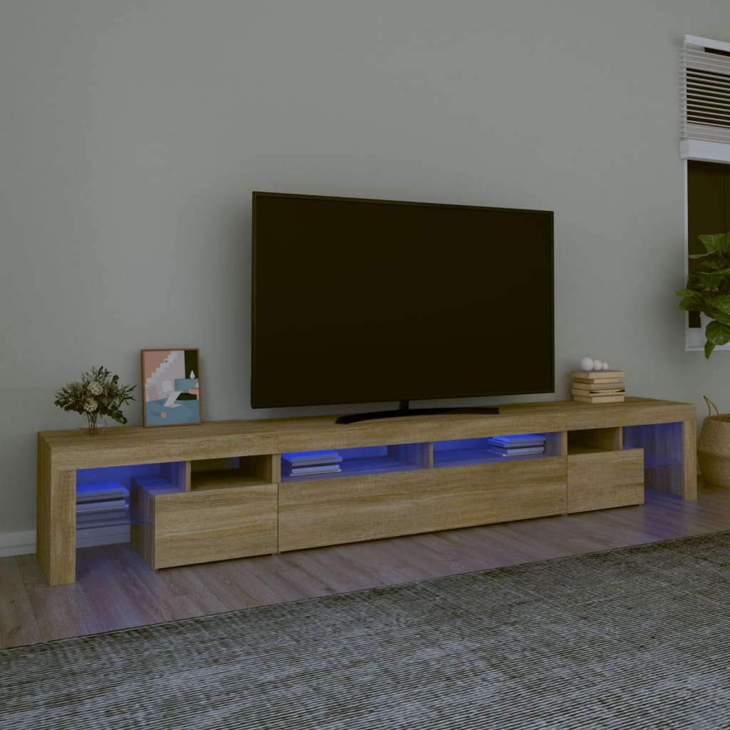 Meuble TV avec lumières LED Chêne sonoma | meublestv.fr