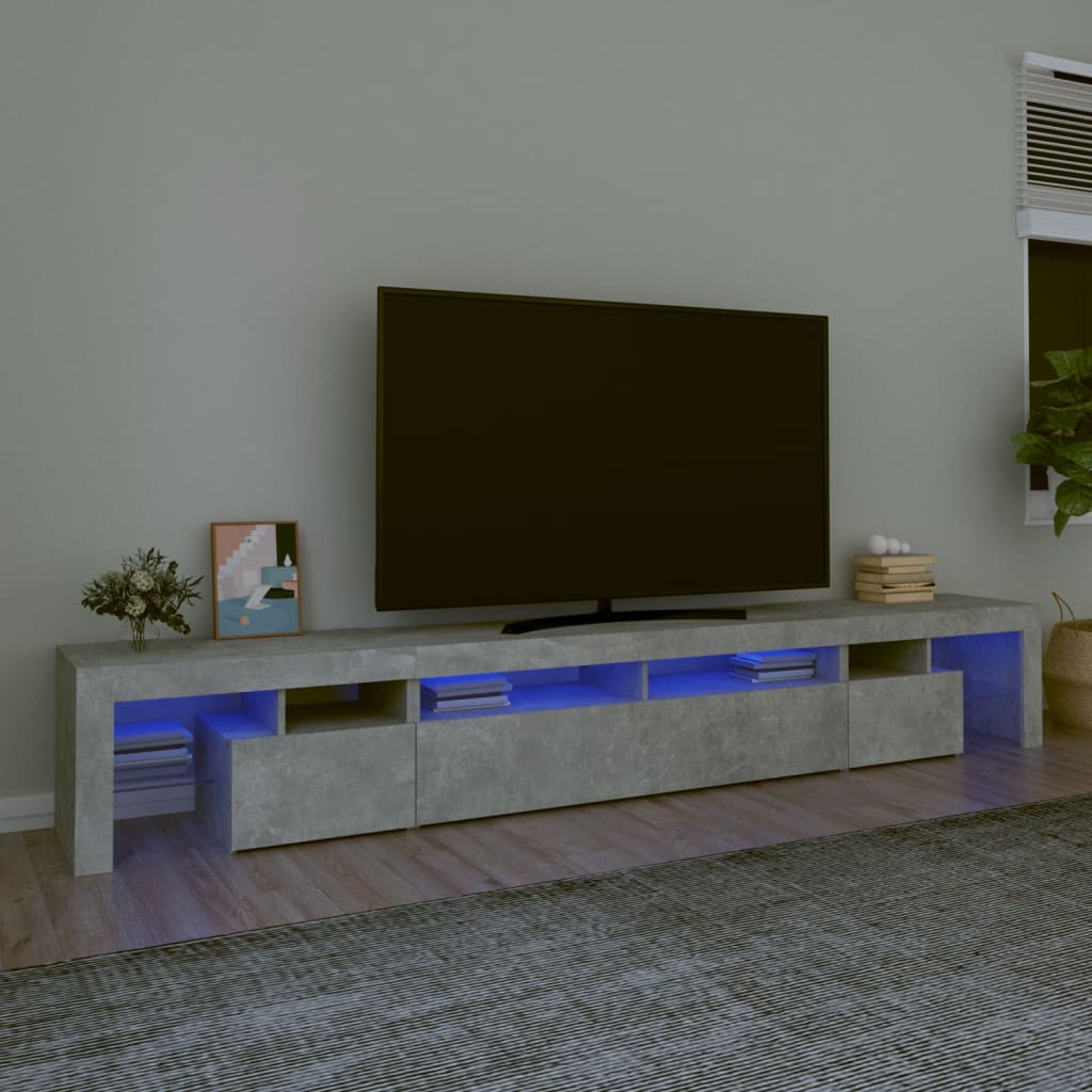 vidaXL Szafka pod TV z owietleniem LED, szaro betonu, 260x36,5x40cm