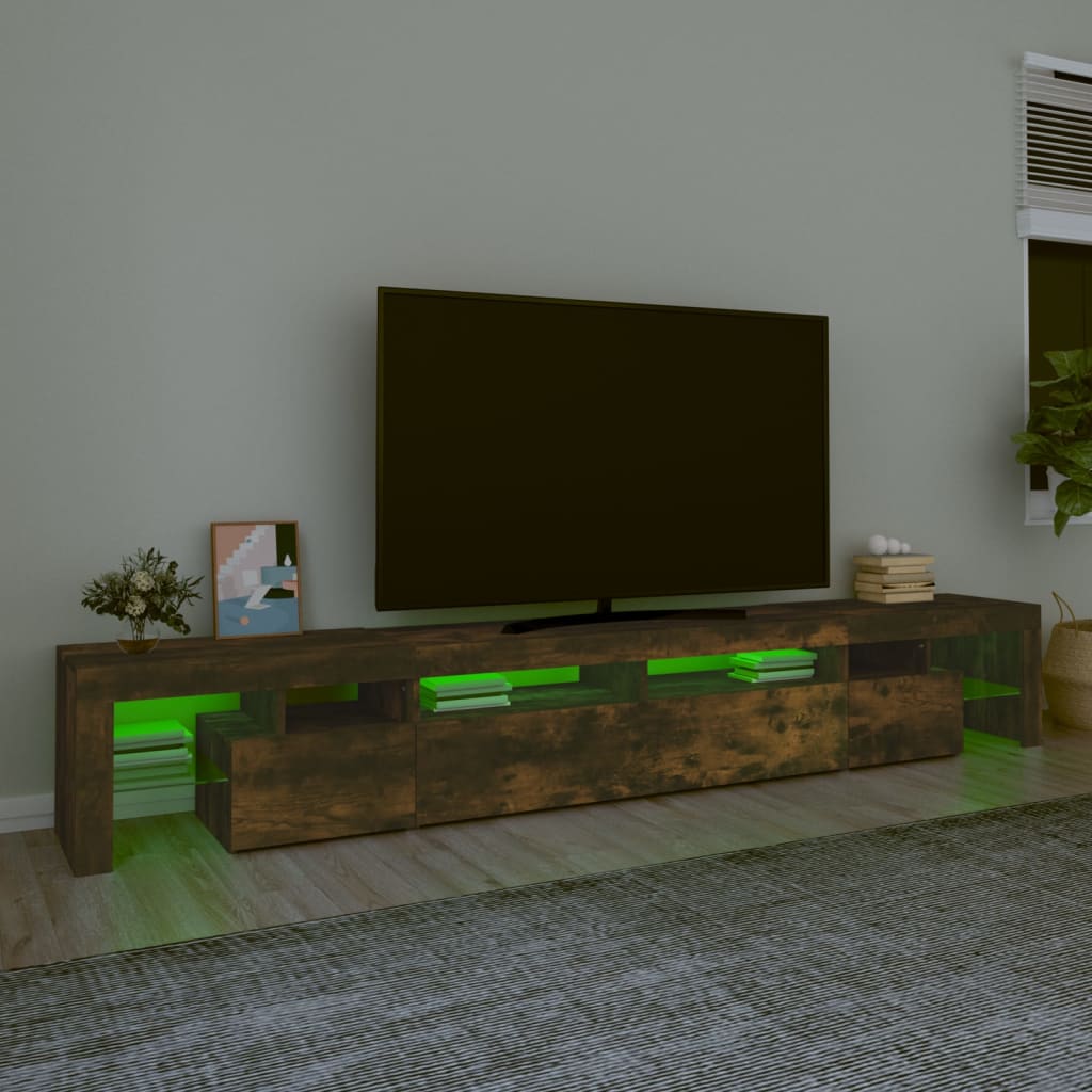 Meuble TV avec lumières LED Chêne fumé 260×36,5×40 cm | meublestv.fr 5