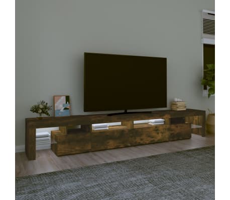 vidaXL TV-benk med LED-lys røkt eik 260x36,5x40 cm