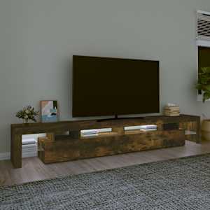 vidaXL TV-benk med LED-lys røkt eik 260x36,5x40 cm