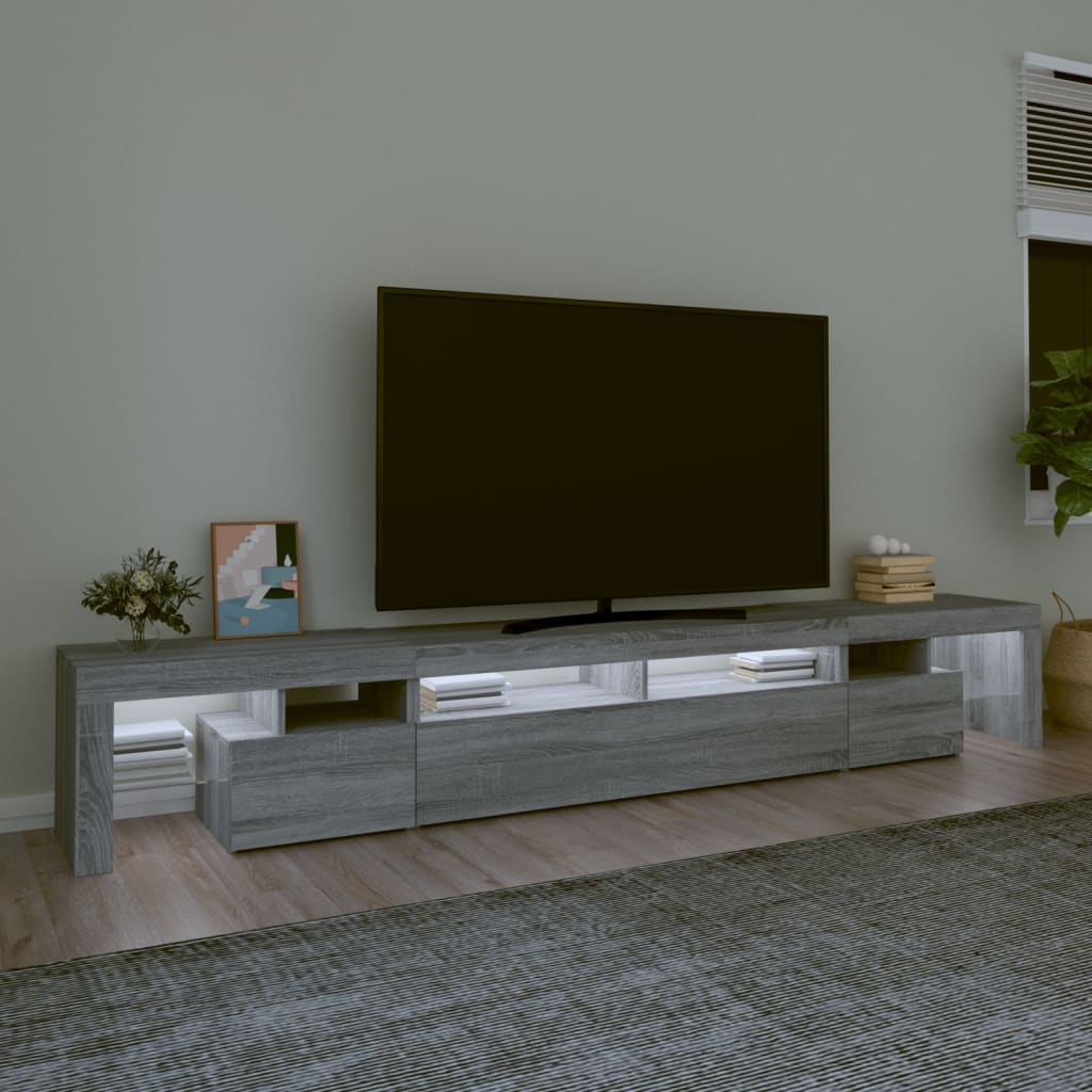 Meuble TV avec lumières LED Sonoma gris 260×36,5×40 cm | meublestv.fr 4