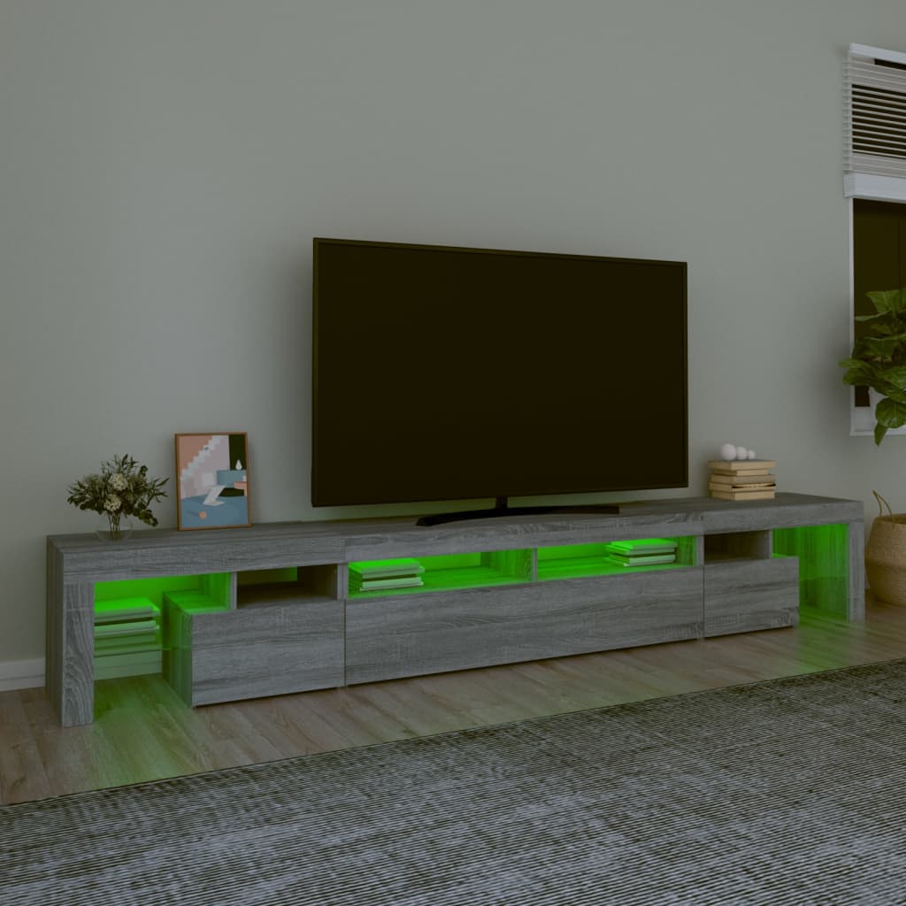 Meuble TV avec lumières LED Sonoma gris 260×36,5×40 cm | meublestv.fr 5