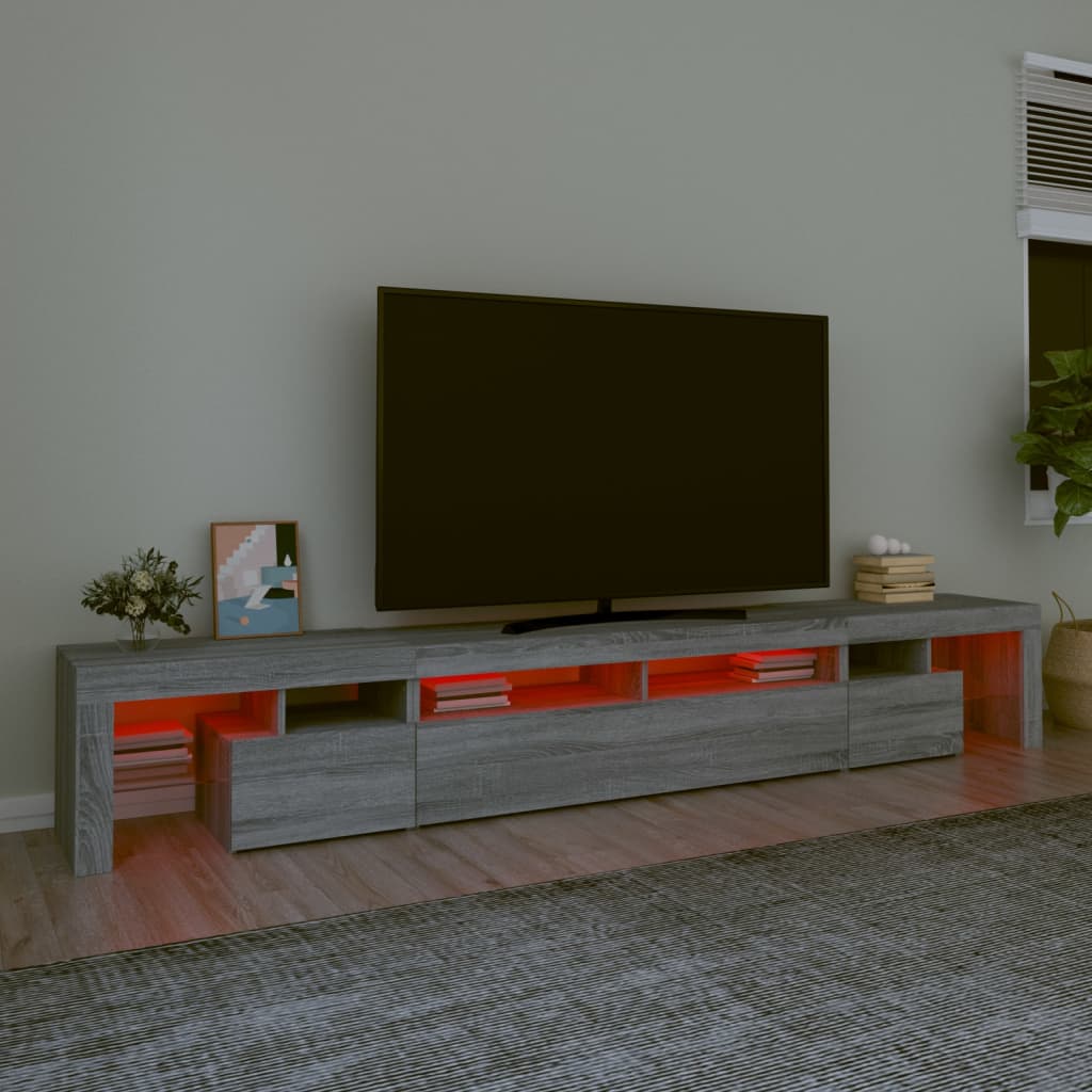 Meuble TV avec lumières LED Sonoma gris 260×36,5×40 cm | meublestv.fr 6