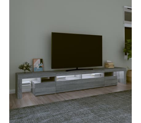 vidaXL Televizoriaus spintelė su LED, pilka ąžuolo, 260x36,5x40cm