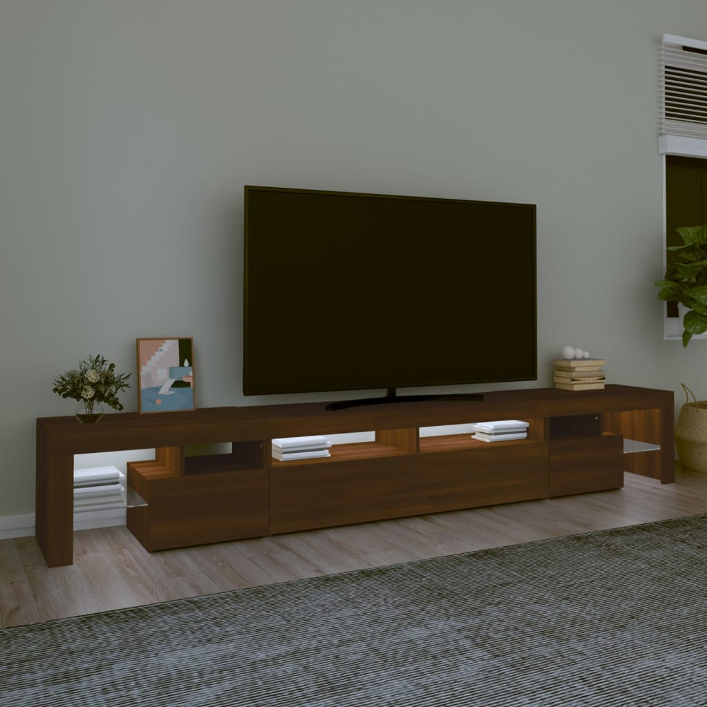 Meuble TV avec lumières LED Chêne marron 260×36,5×40 cm | meublestv.fr 4