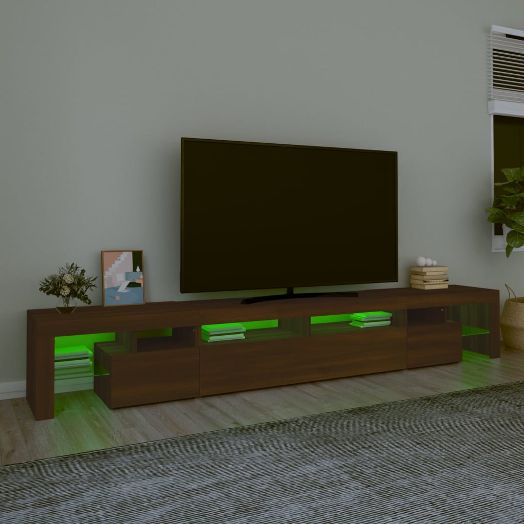 Meuble TV avec lumières LED Chêne marron 260×36,5×40 cm | meublestv.fr 5