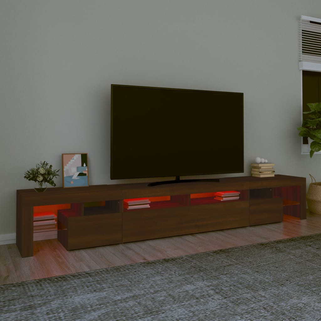 Meuble TV avec lumières LED Chêne marron 260×36,5×40 cm | meublestv.fr 6