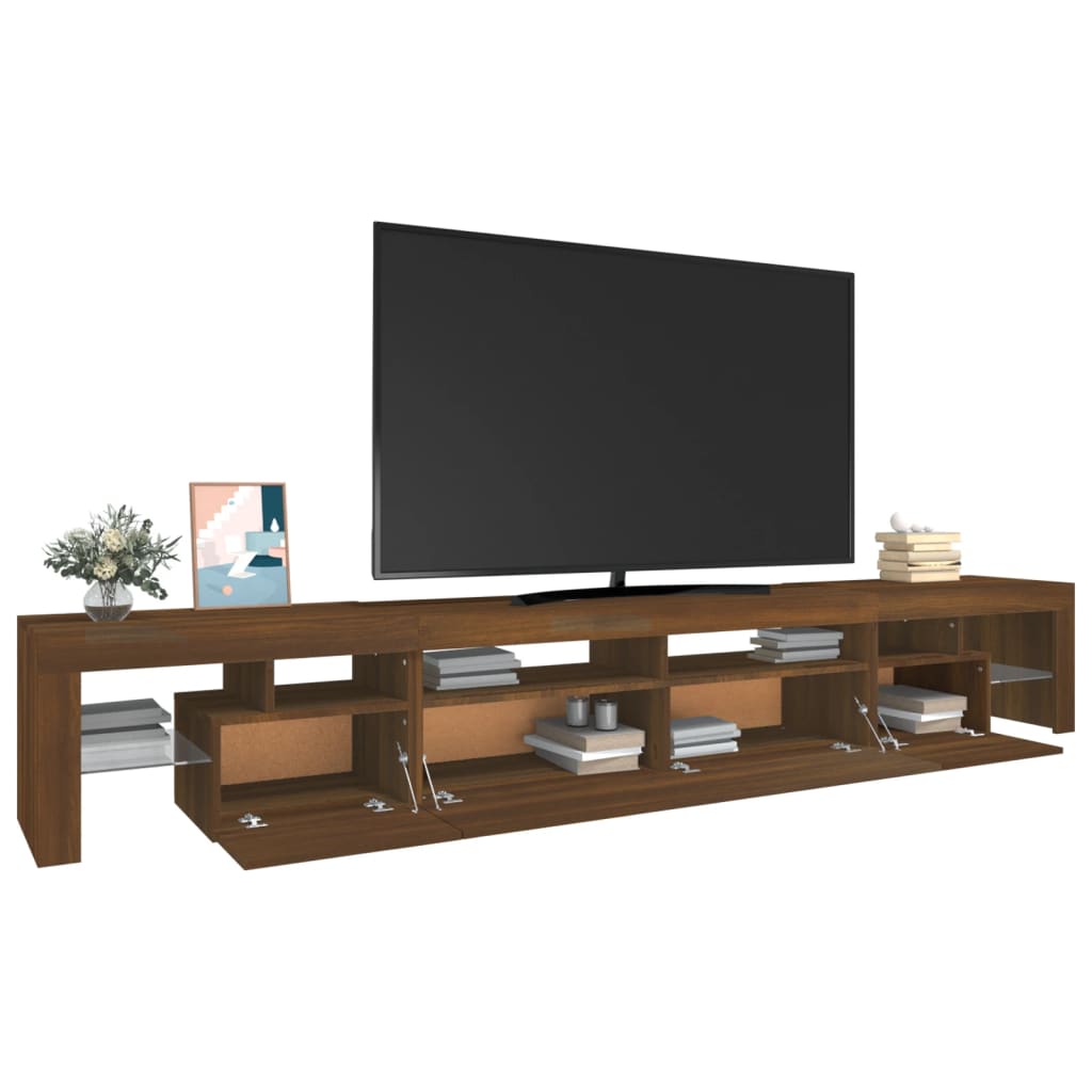Meuble TV avec lumières LED Chêne marron 260×36,5×40 cm | meublestv.fr 7