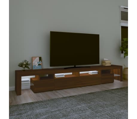 vidaXL Televizoriaus spintelė su LED, ruda ąžuolo, 260x36,5x40cm